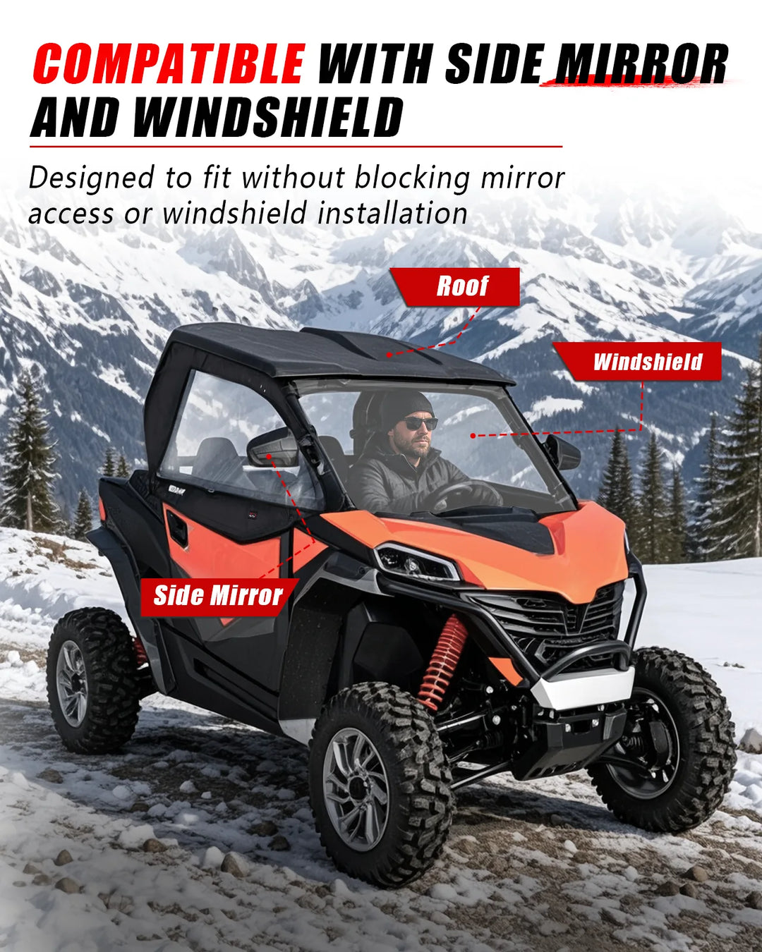 CFMOTO ZForce 950 Sport Soft Cab Enclosure fit with mirror and windshield
