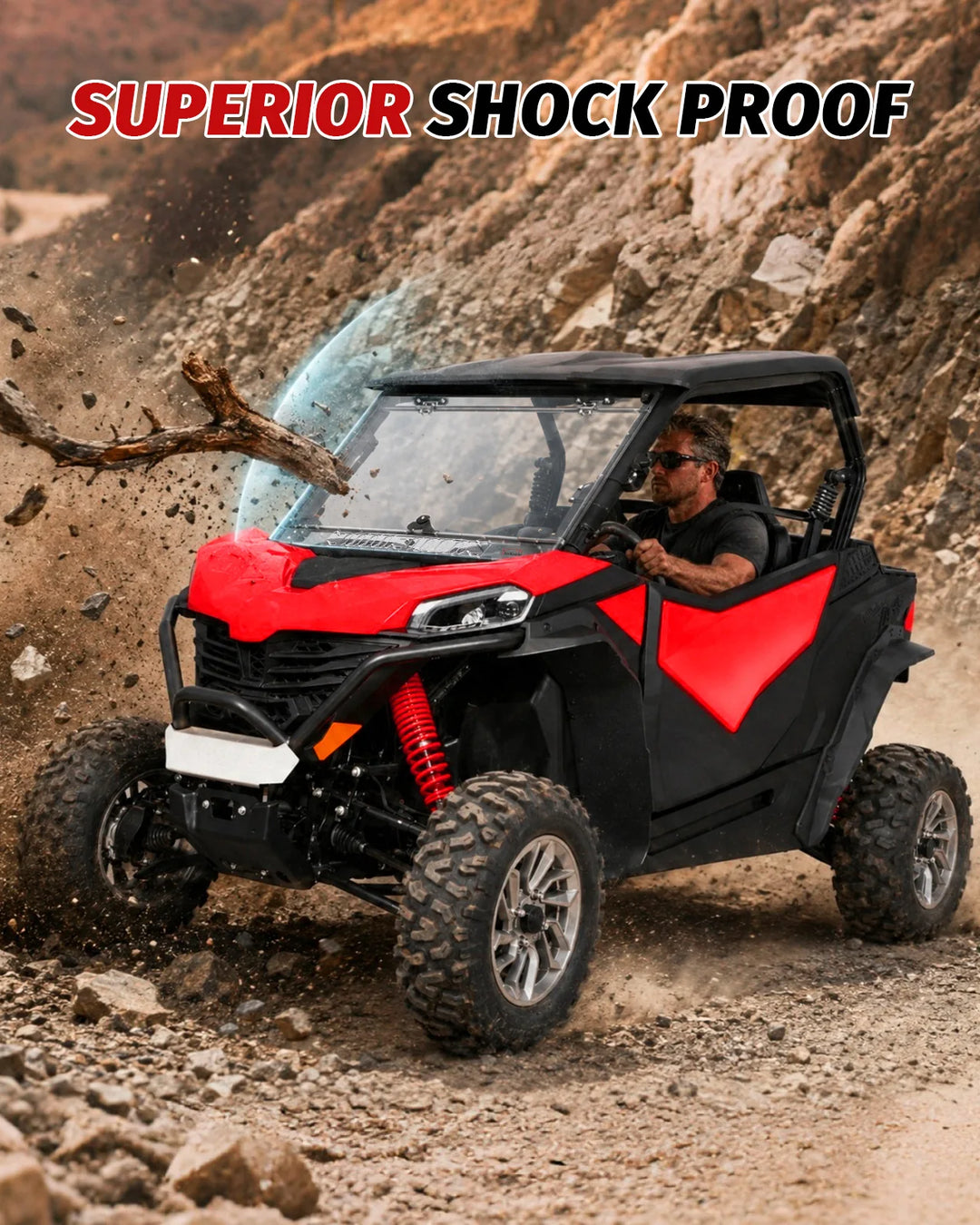 CFMOTO ZForce 950 Sport Flip-UP Windshield with Sliding Vent  shock proof