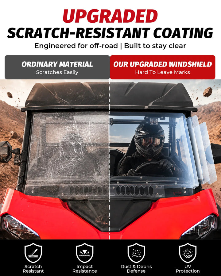 CFMOTO ZForce 950 Sport Flip-UP Windshield with Sliding Vent  scratch-resistant coating
