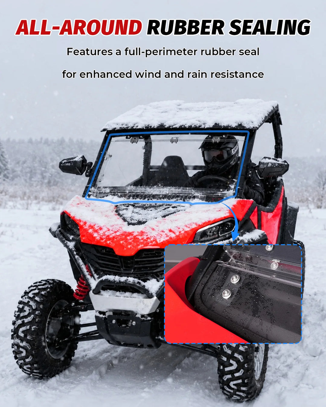 CFMOTO ZForce 950 Sport Flip-UP Windshield with Sliding Vent  rubber sealing