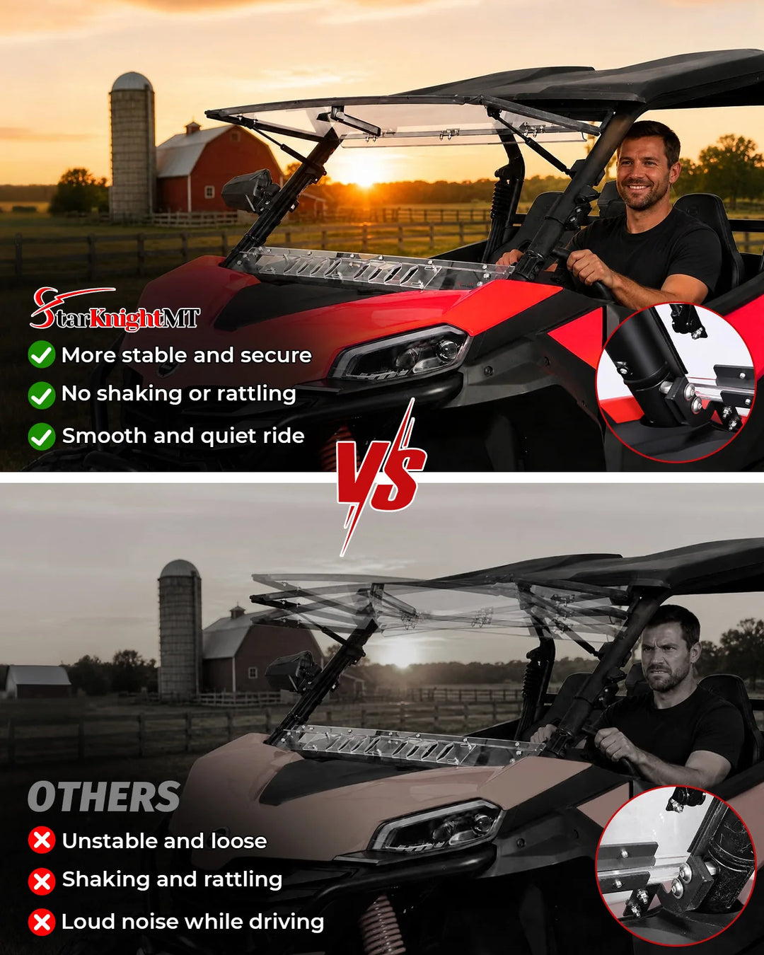 CFMOTO ZForce 950 Sport Flip-UP Windshield with Sliding Vent  details