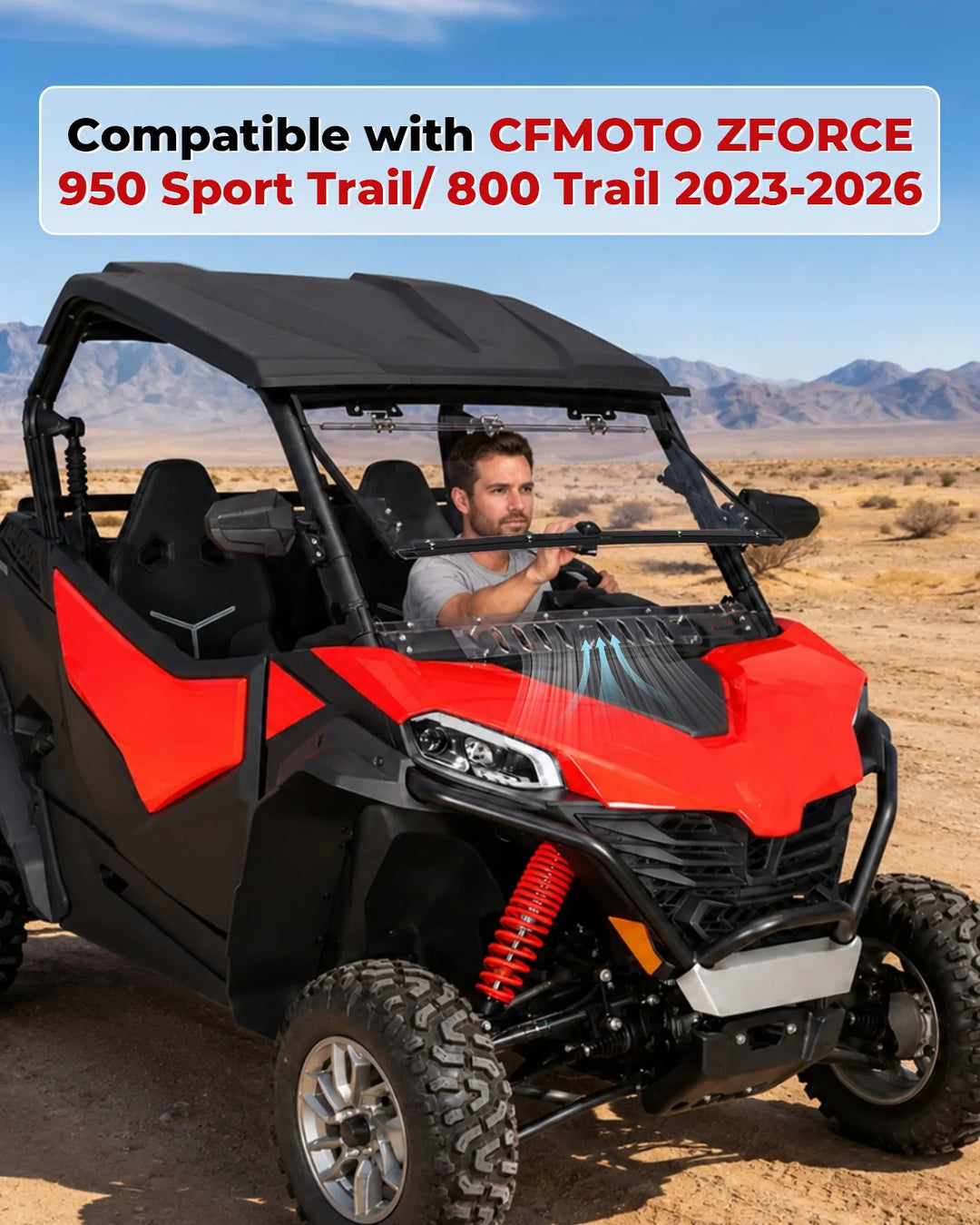 CFMOTO ZForce 950 Sport Flip-UP Windshield with Sliding Vent  fitment