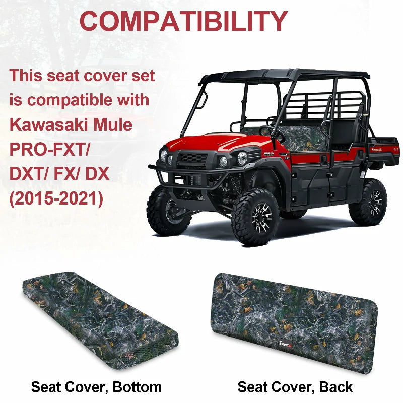 camo seat cover set fit kawasaki mujle pro 2015-2021