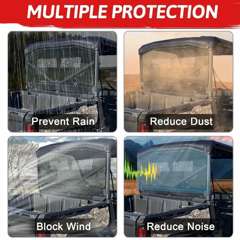 Can-Am defender HD10 rear windshield prevent  rain and reduce noise