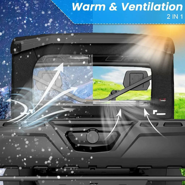 2 in 1 design for can-am defender soft rear window