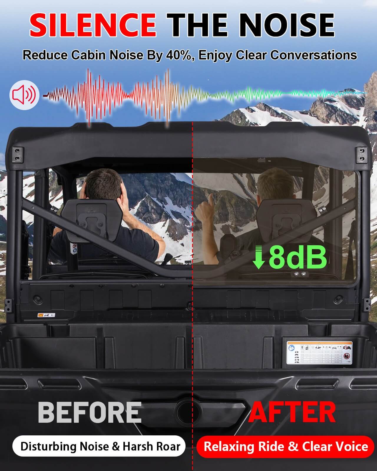 Can-Am Defender Tinted Rear Windshield  reduce the noise