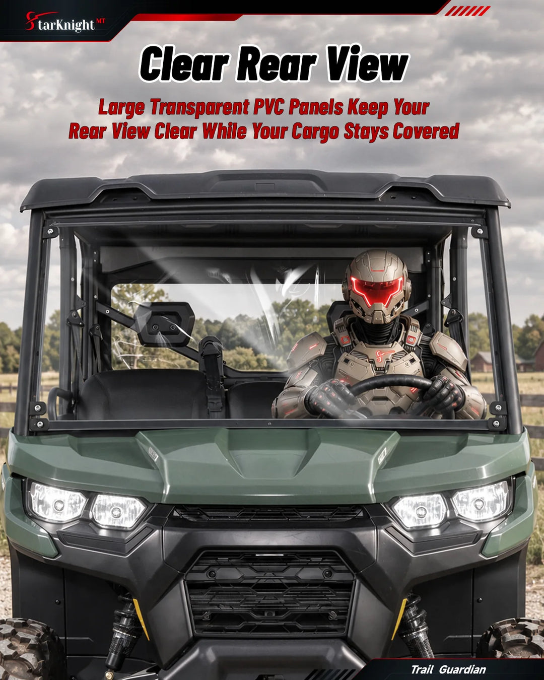 Can-Am Defender / Max Soft Cargo Cover Camper clear rear view