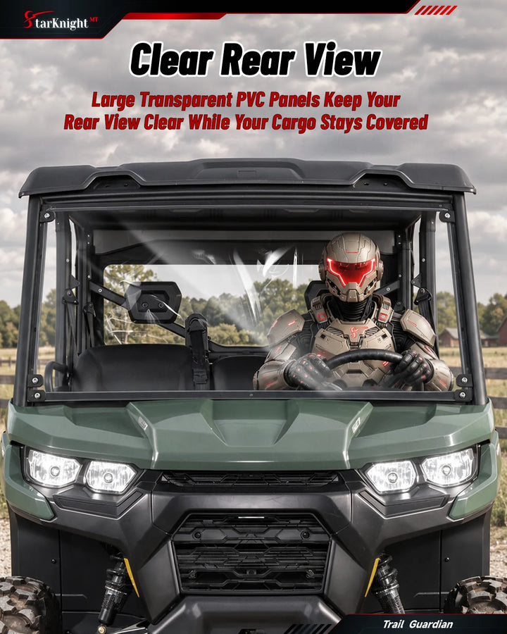 Can-Am Defender / Max Soft Cargo Cover Camper clear rear view