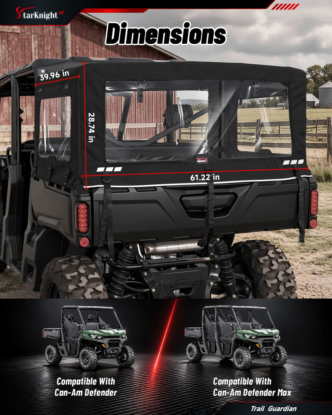 Can-Am Defender / Max Soft Cargo Cover Camper dimensions