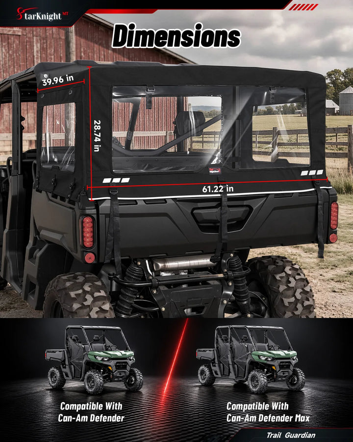 Can-Am Defender / Max Soft Cargo Cover Camper dimensions