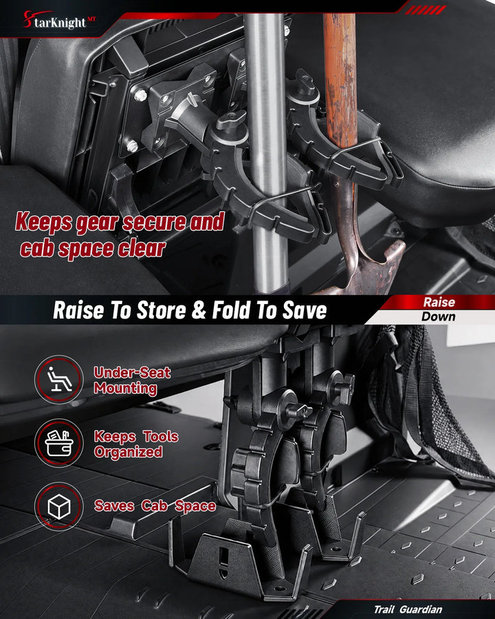 Can-Am Defender Under-Seat Gear Rack keep gear secure and cab space clear