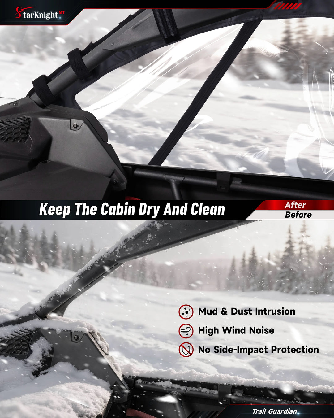 Can-Am Maverick X3 Max Upgraded Soft Upper Doors keep cabin clean