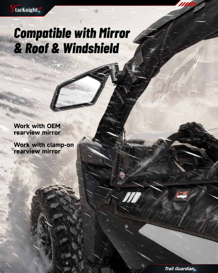 Can-Am Maverick X3 Max Upgraded Soft Upper Doors fit with mirror and windshield