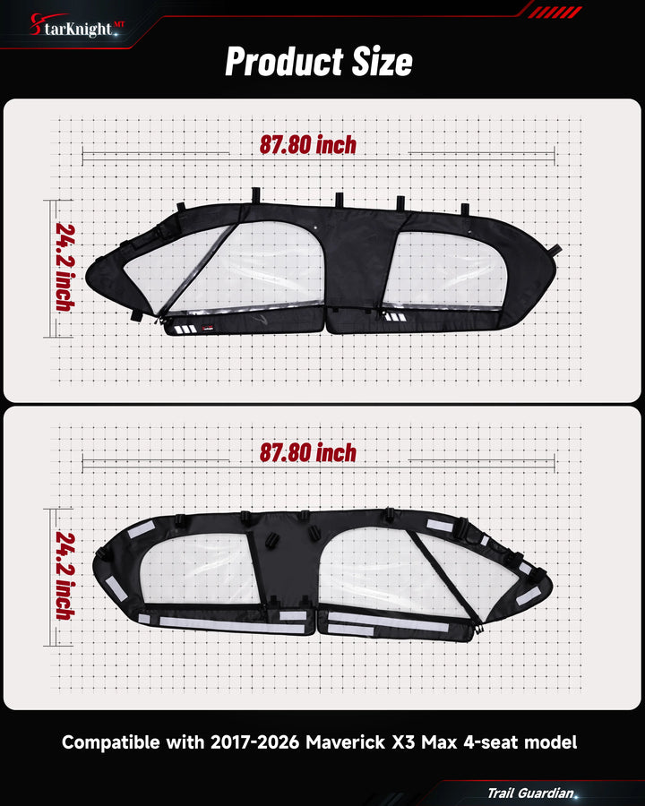 Can-Am Maverick X3 Max Upgraded Soft Upper Doors size