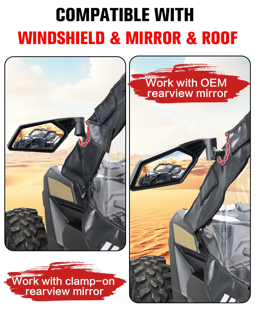 Maverick X3 Soft Cab Enclosure with Upgraded Straight Zipper fit with windshield &amp; mirror &amp; roof