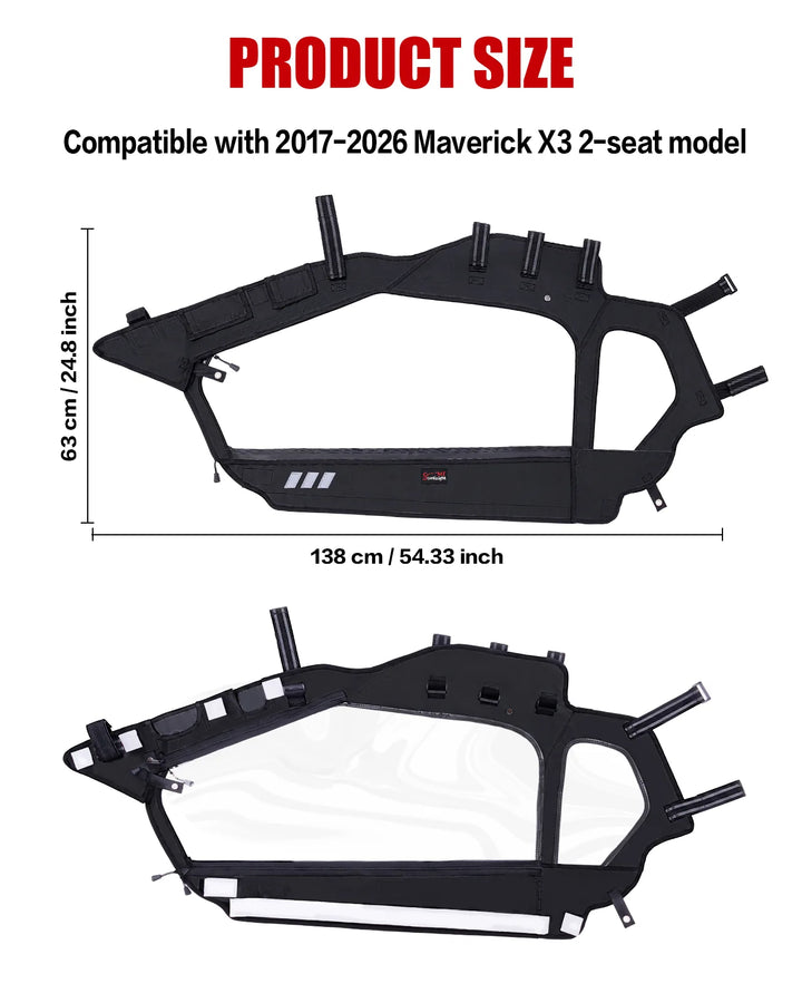 Can-Am Maverick X3 Soft Cab Enclosure with Upgraded Straight Zipper size