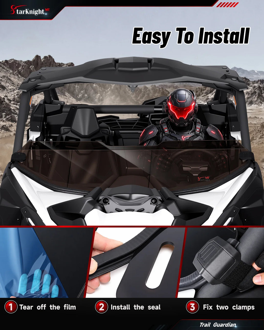 Can-Am Maverick X3/Max Tinted Half Windshield easy to install