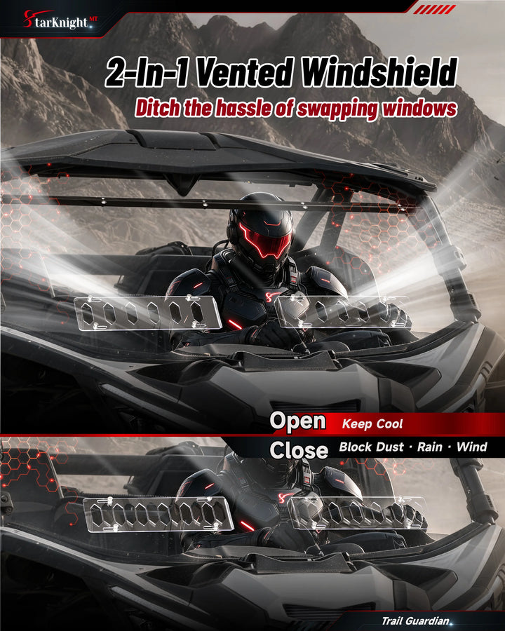 Can-Am Maverick X3/Max Vented Windshield open and close