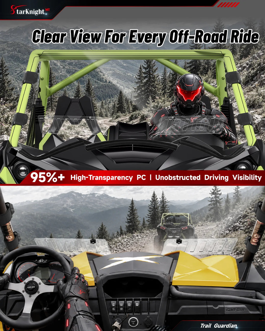 Can-Am Maverick 1000R / Max / Turbo Vented Windshield clear view