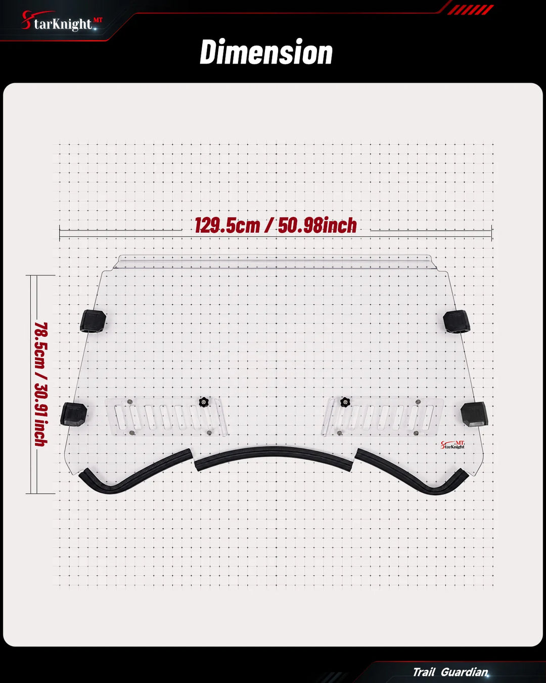 Can-Am Maverick 1000R / Max / Turbo Vented Windshield dimension