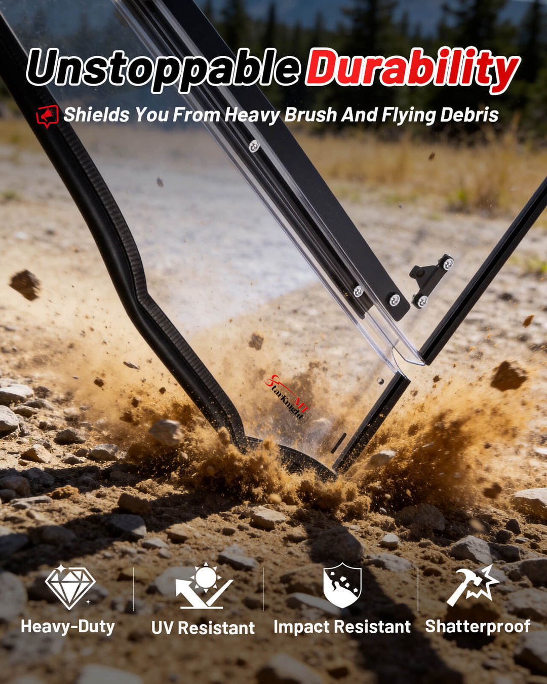 Commander 800 Flip Windshield Protect You From Heavy Brush and Flying Debris