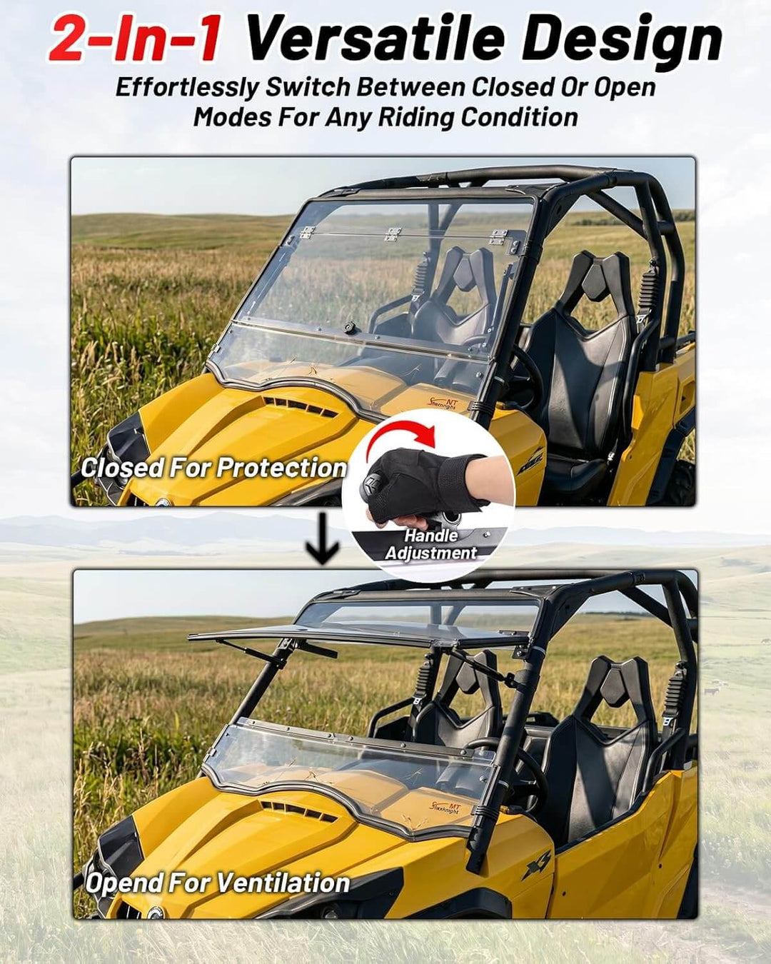 2-In-1 Versatile Design of Commander 800 Flip Windshield