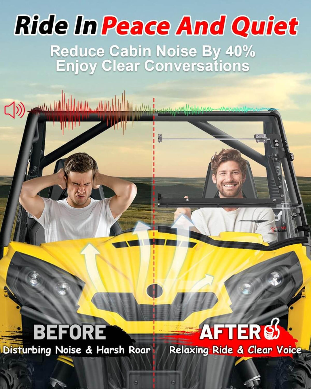 Commander 1000 Flip Windshield Reduce Cabin Noise by 40%