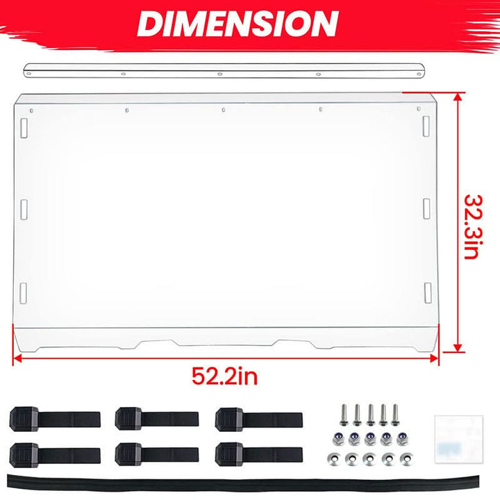 dimension of the polaris ranger xp 800 windshield