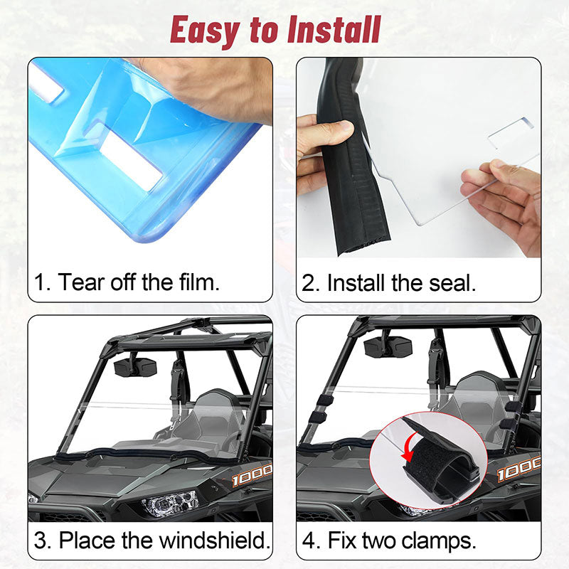 easy to install the rzr half windshield 
