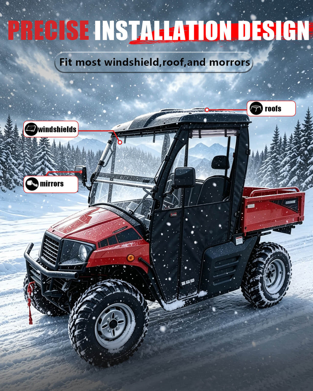 Hisun/Massimo/Coleman 400 Soft Cab Enclosure Fit most windshield,roof and mirrors