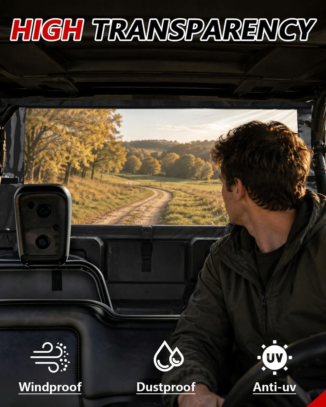 Honda Pioneer 520 Rear Soft Windshield high transparency
