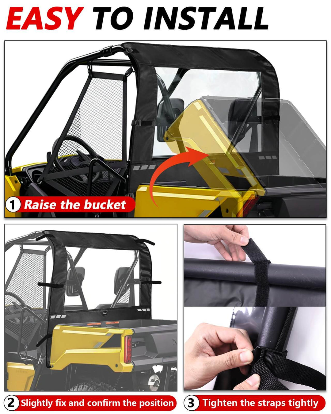 Honda Pioneer 520 Rear Soft Windshield easy installation