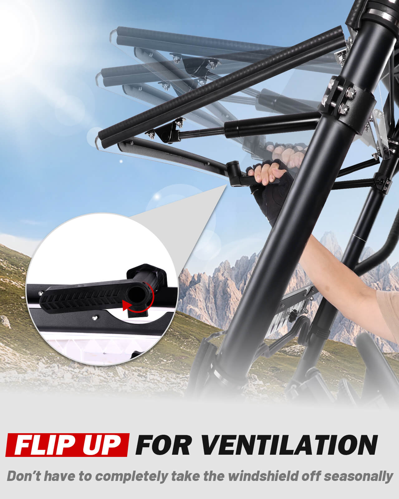 Honda Pioneer 700/700-4 Flip-Up Windshield With Vent Function show