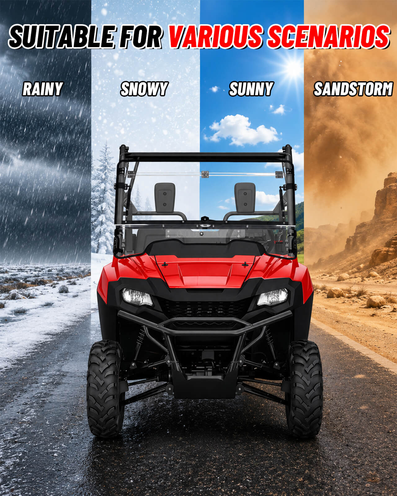 Honda Pioneer 700/700-4 Flip-Up Windshield With Vent suitable for various scenarios