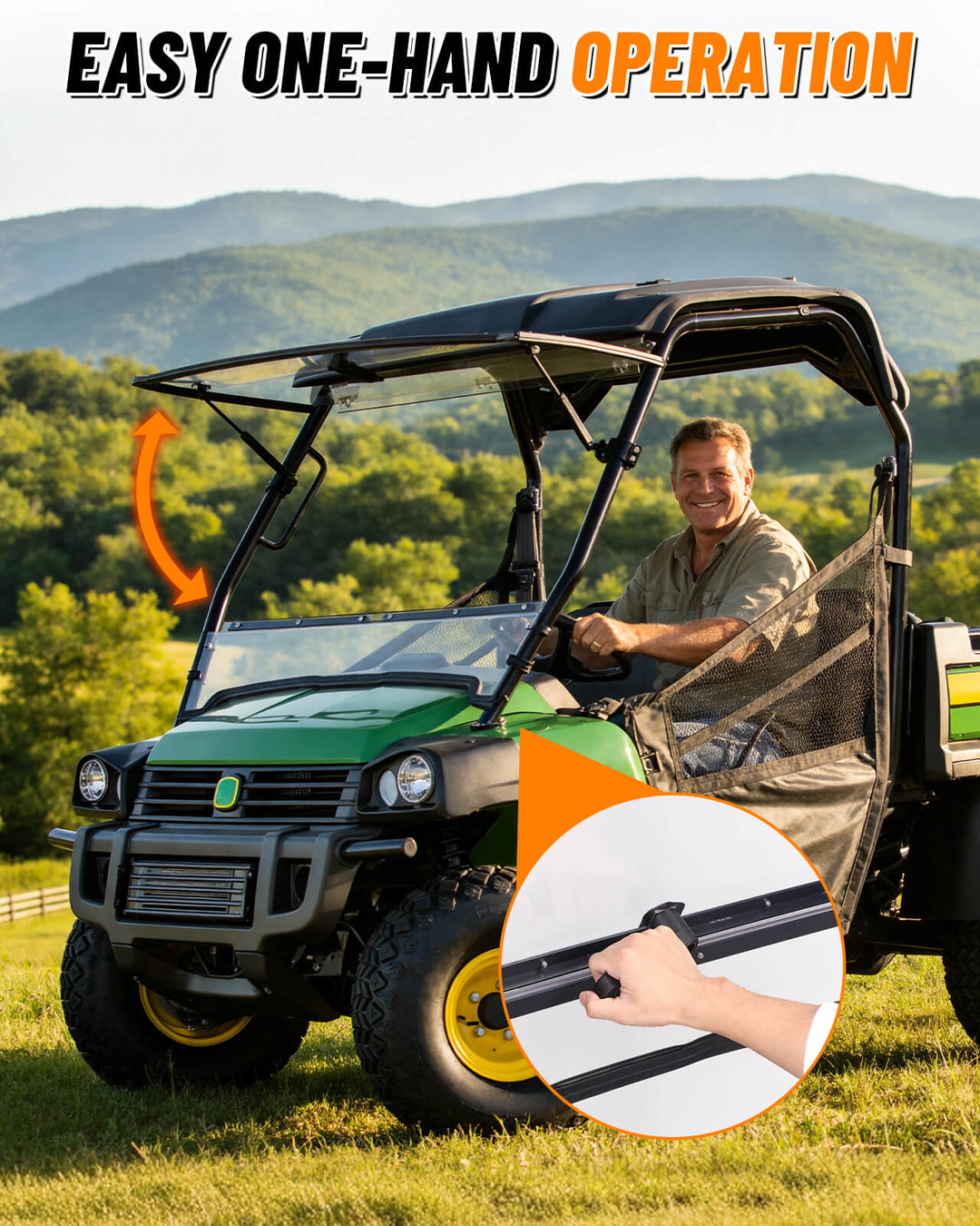 Gator HPX 620i/625i/825i Flip-up Windshield on-hand operation