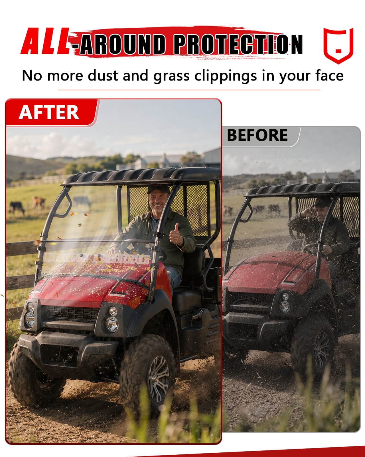 Kawasaki Mule 600/610 Vented Windshield All-round protection
