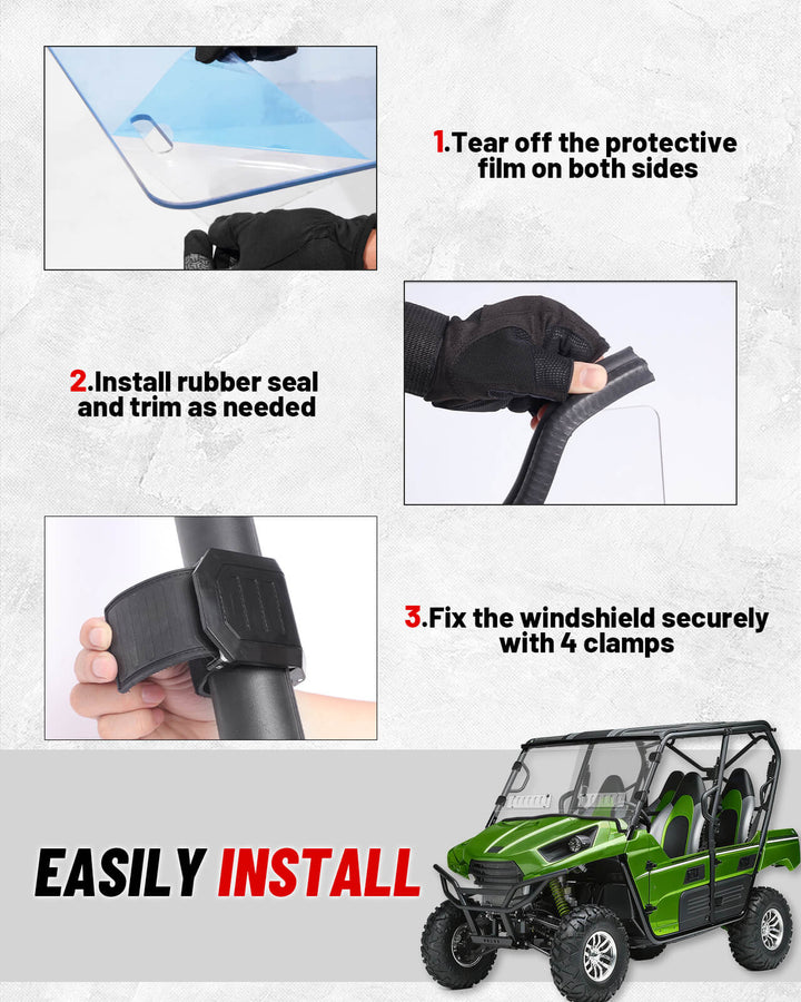 Kawasaki Teyrx 800 Vented Windshield Easy to install