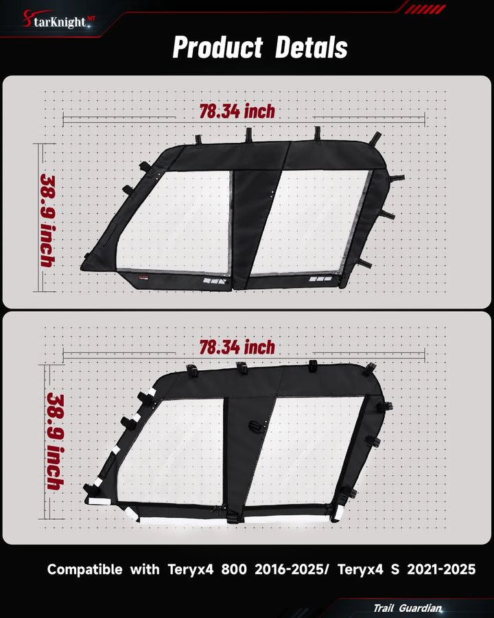 Kawasaki Teryx 4 800 Soft Cab Enclosure size details