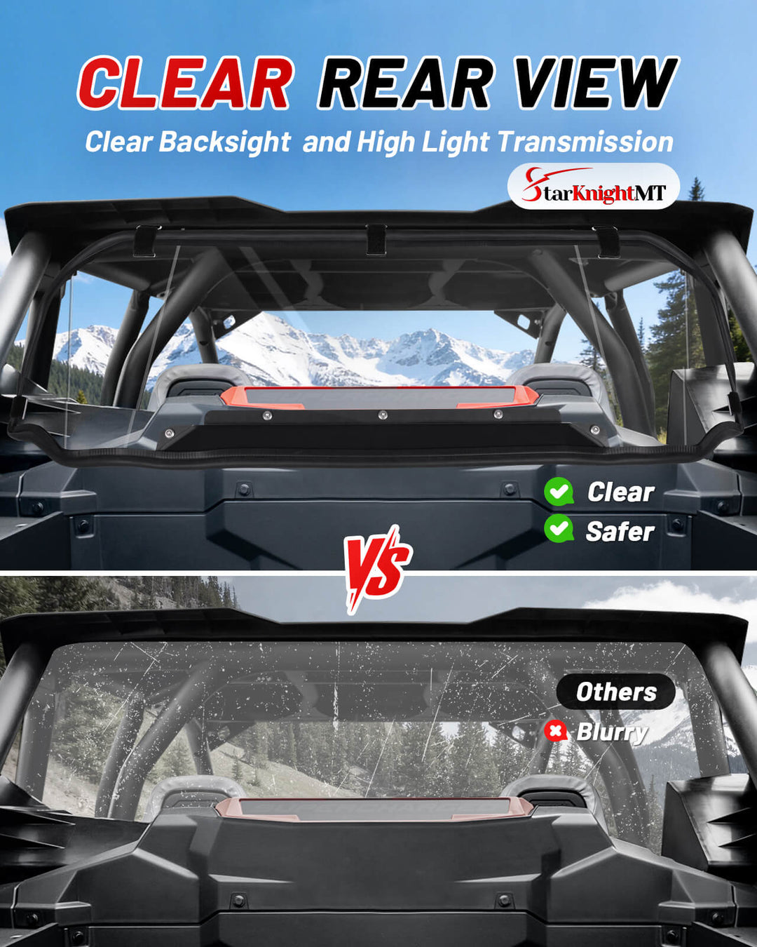 Kawasaki Teryx 4/5 H2 Rear Windshield have clear rear view