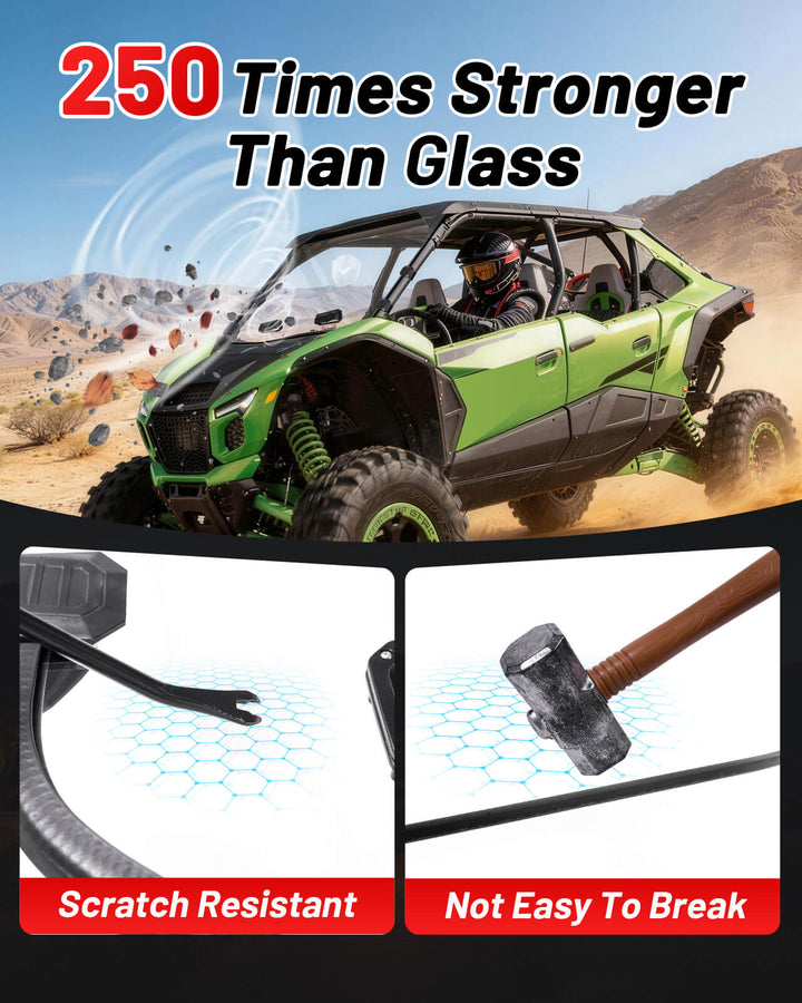 Kawasaki Teryx4 H2 Vented Windshield Scratch-resistant