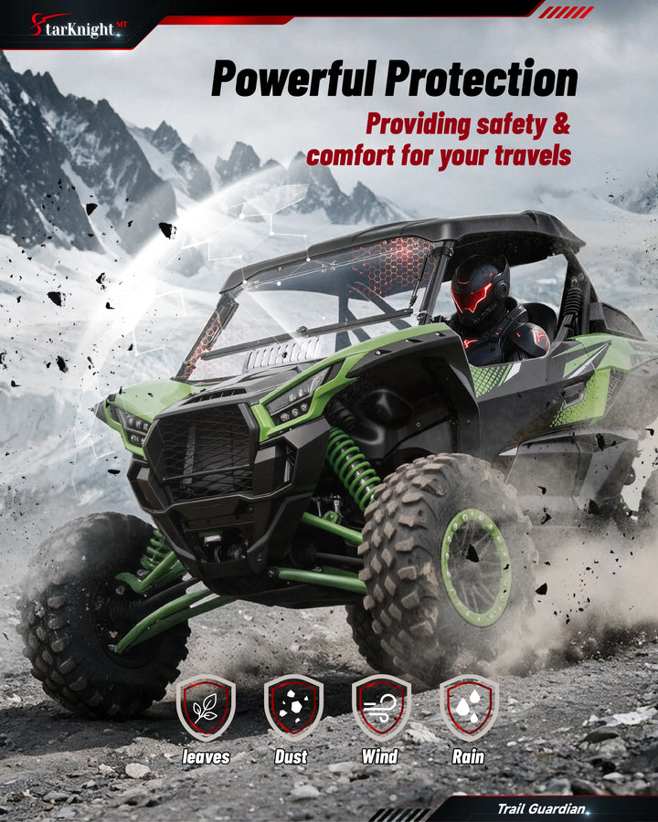 Kawasaki Teryx KRX 1000 Flip-Up Windshield with vent powerful protection