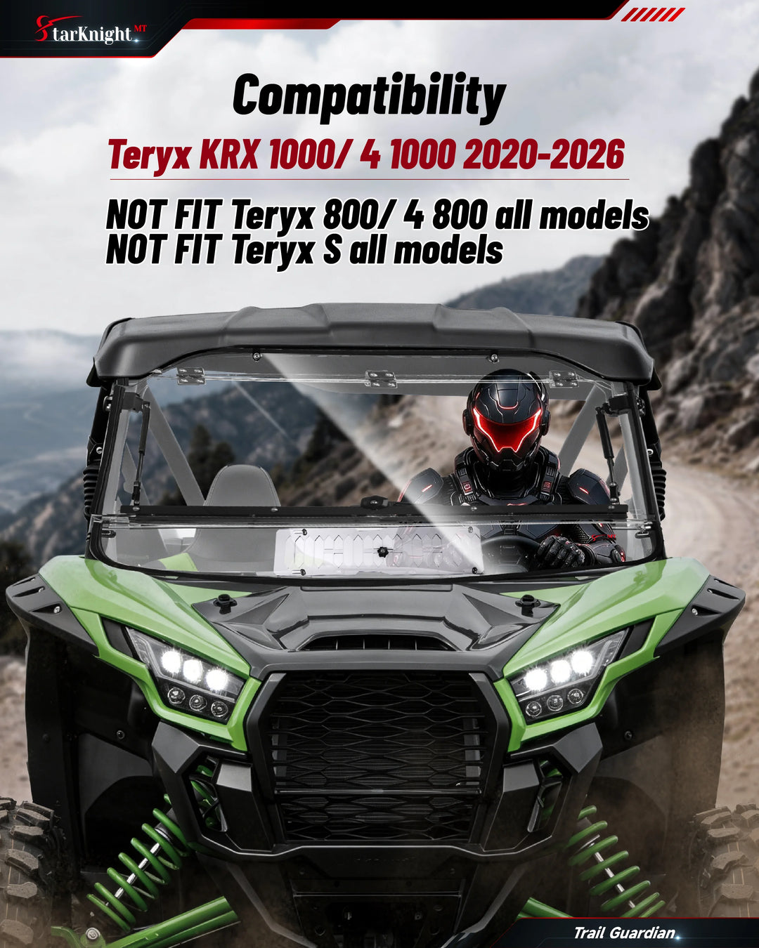 Kawasaki Teryx KRX 1000 Flip-Up Windshield with vent fitment