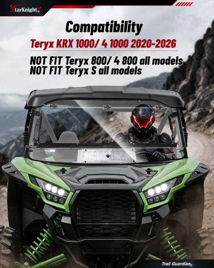Kawasaki Teryx KRX 1000 Flip-Up Windshield with vent fitment