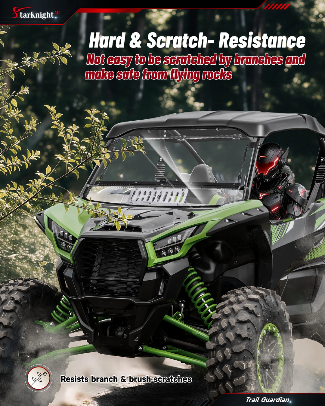 Kawasaki Teryx KRX 1000 Flip-Up Windshield with vent scratch resistant