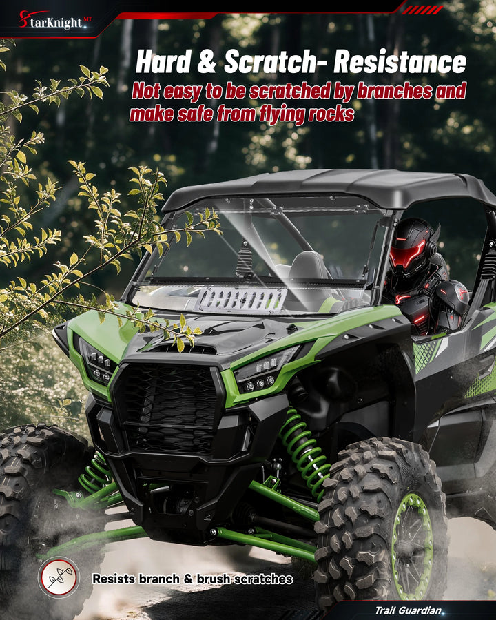 Kawasaki Teryx KRX 1000 Flip-Up Windshield with vent scratch resistant