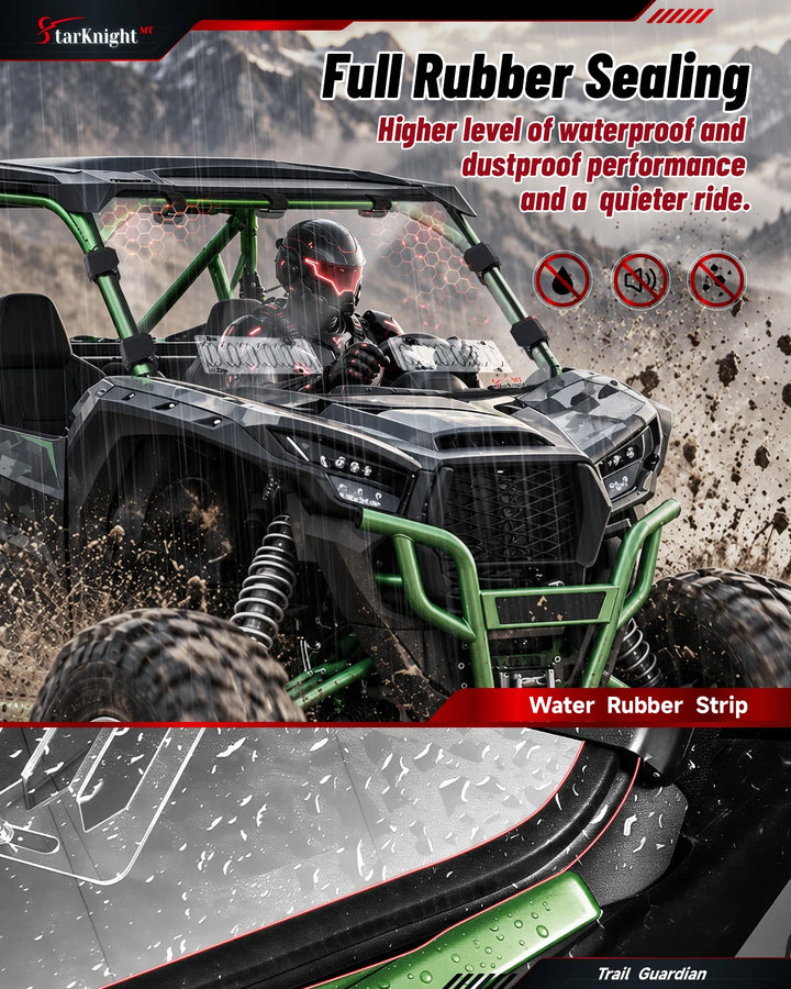 Kawasaki Teryx KRX 1000 Sliding Vent Windshield full rubber sealing