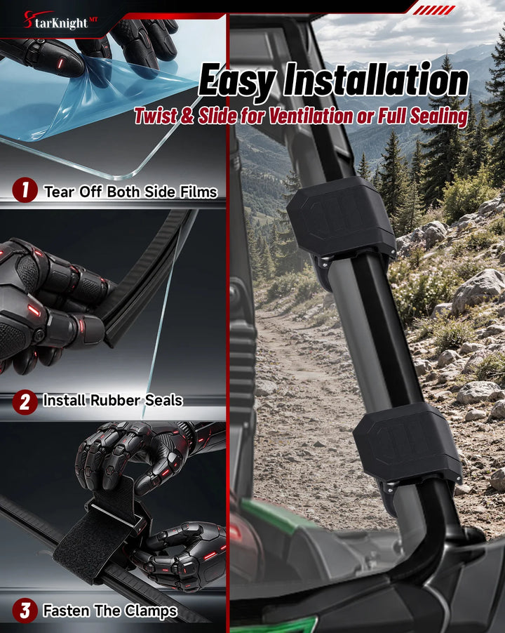 Kawasaki Teryx KRX 1000 Sliding Vent Windshield easy installation