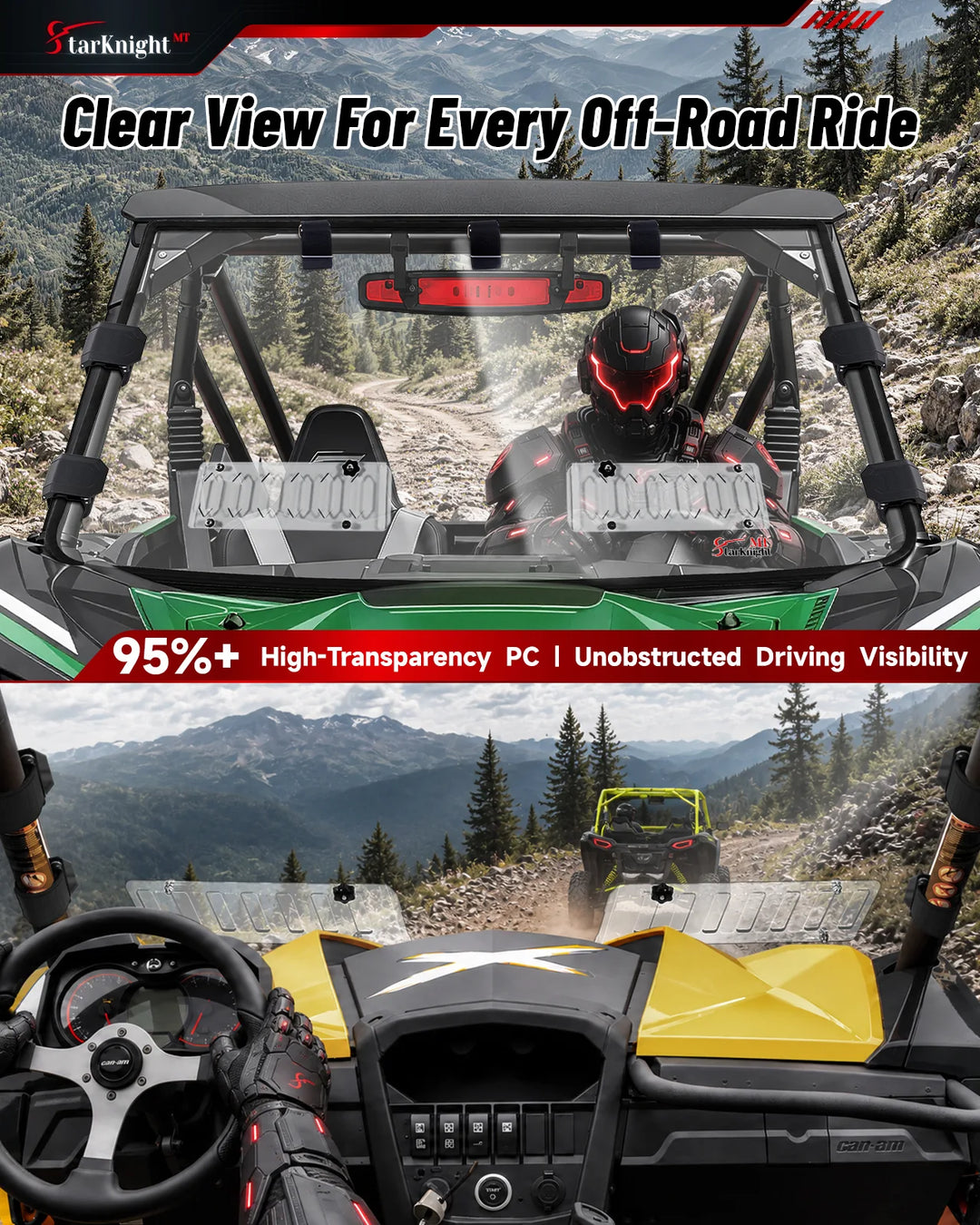 Kawasaki Teryx KRX 1000 Sliding Vent Windshield 95% high transparency