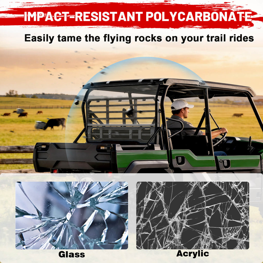 Mule Pro FXT Rear Windshield used impact-resistant PC