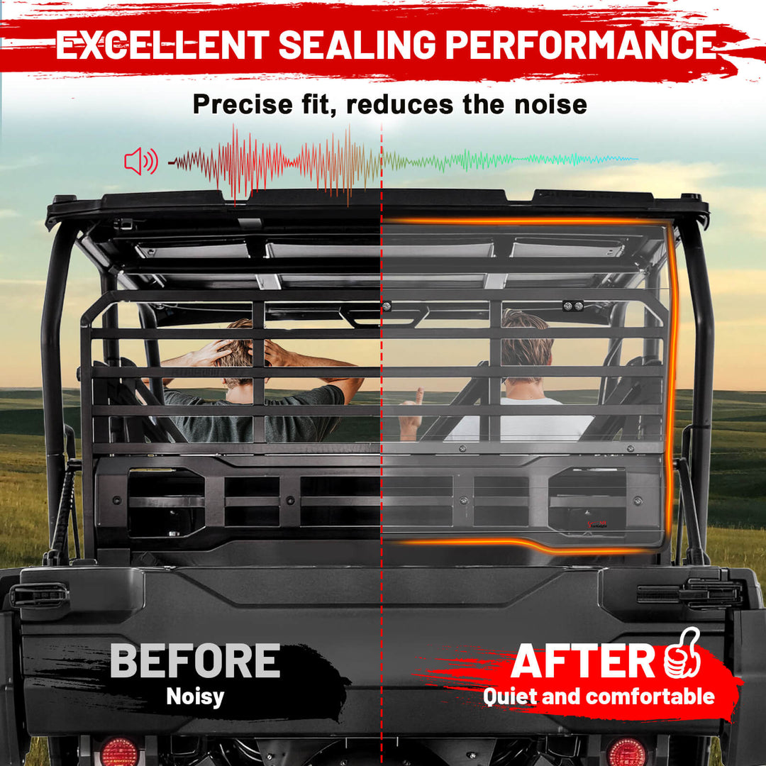 excellent sealing of mule pro fxt rear windshield